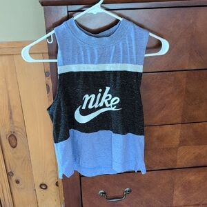 Nike Kids Blue and Black Tank Top